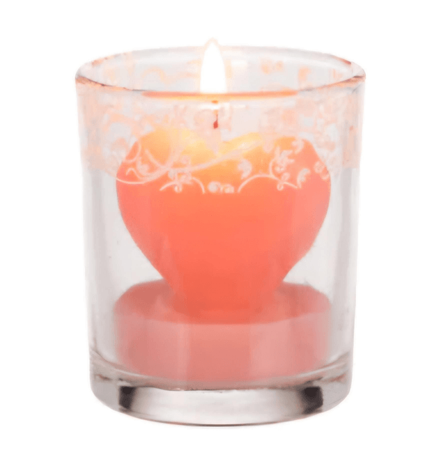 ✨️Bougie coeur dans un verre avec décoration rose