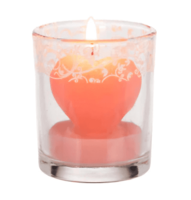 ✨️Bougie coeur dans un verre avec décoration rose