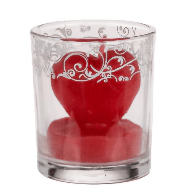 ✨️Bougie coeur dans un verre avec décoration rouge