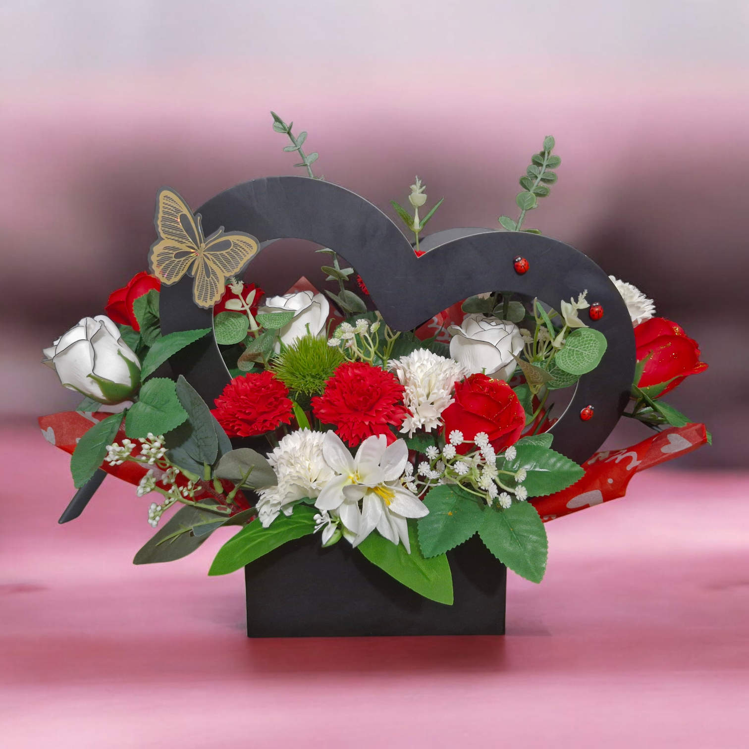 Composition cœur (fleurs de savon)